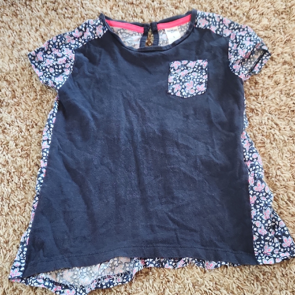 OshKosh B'gosh Navy and Pink Floral Tee FREE